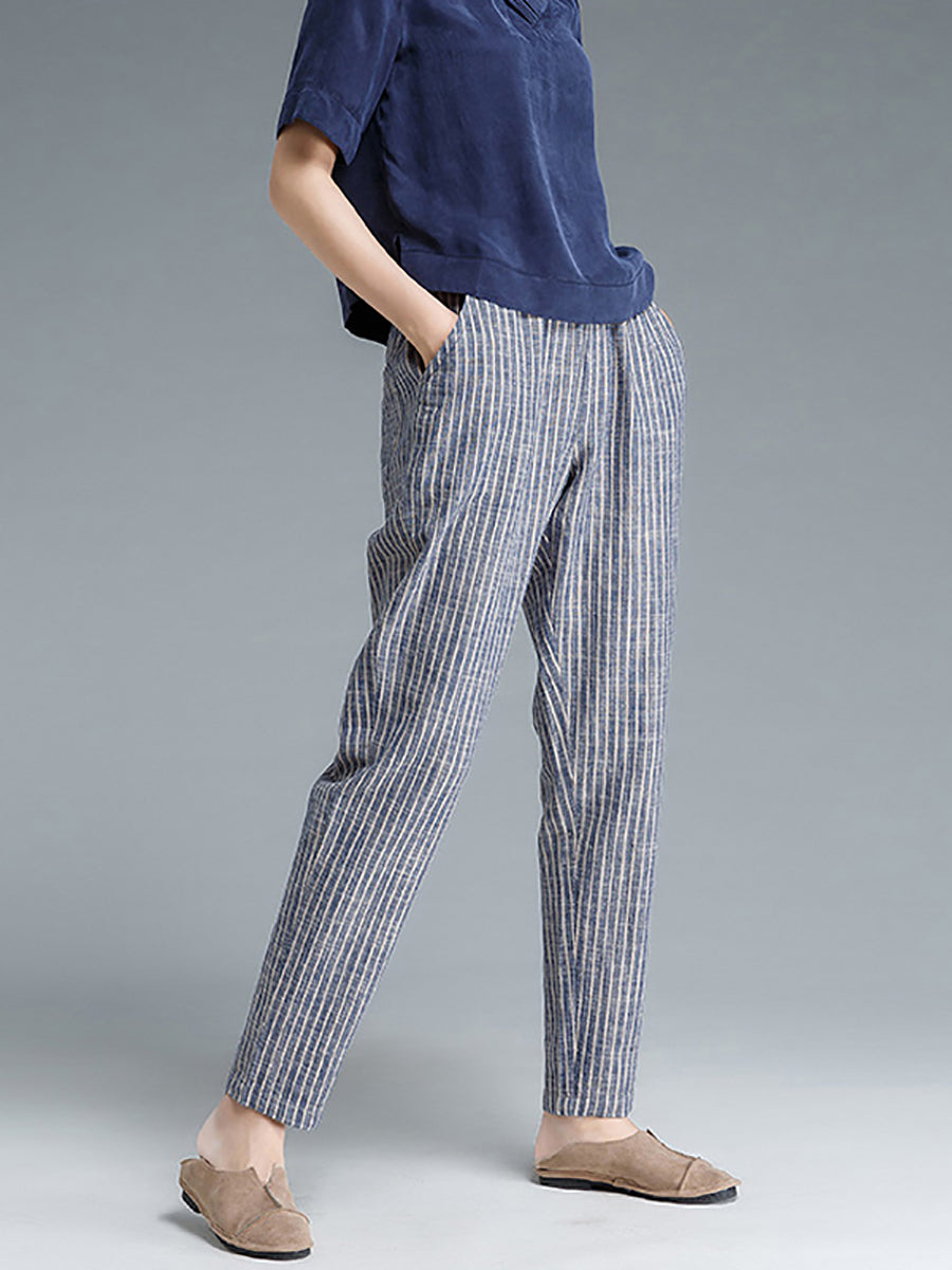 Selinde™ | Gestreifte Baumwoll-Leinenhose