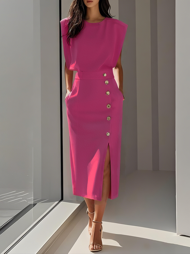 Idonea™ | Schickes Midi-Kleid mit Knöpfen