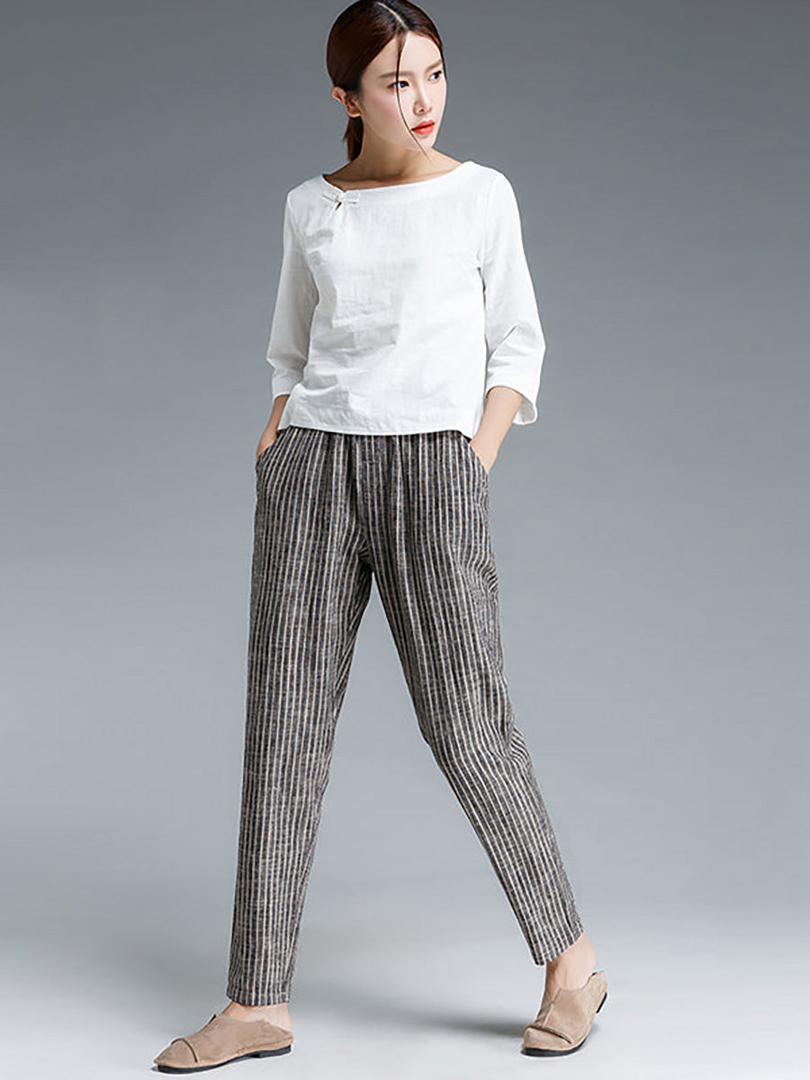 Selinde™ | Gestreifte Baumwoll-Leinenhose