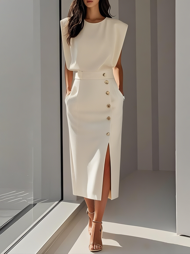 Idonea™ | Schickes Midi-Kleid mit Knöpfen
