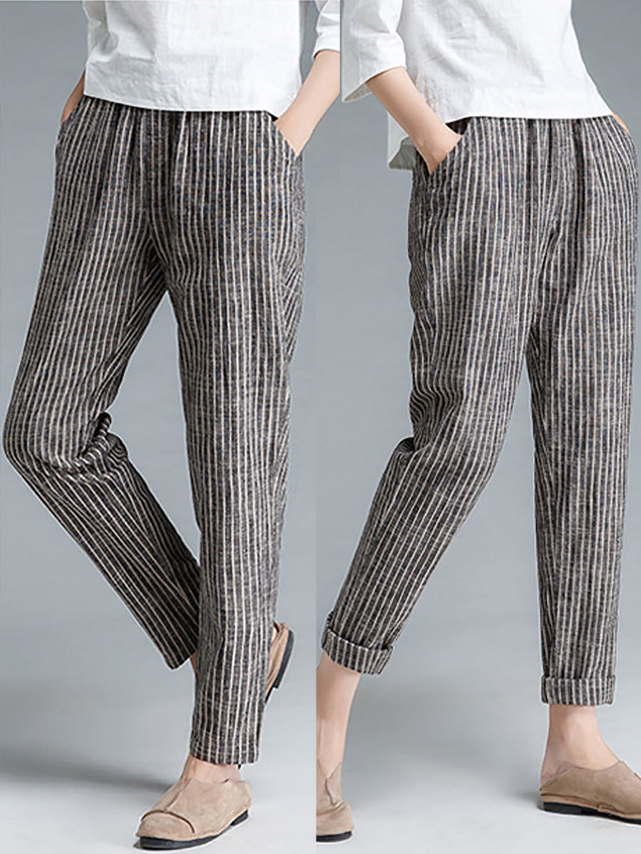 Selinde™ | Gestreifte Baumwoll-Leinenhose