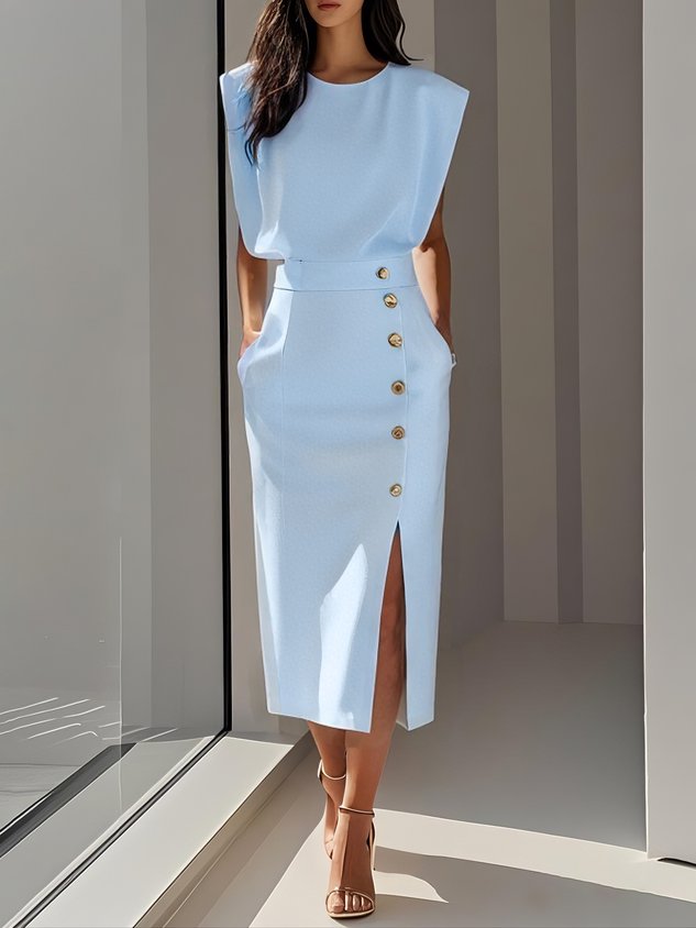 Idonea™ | Schickes Midi-Kleid mit Knöpfen