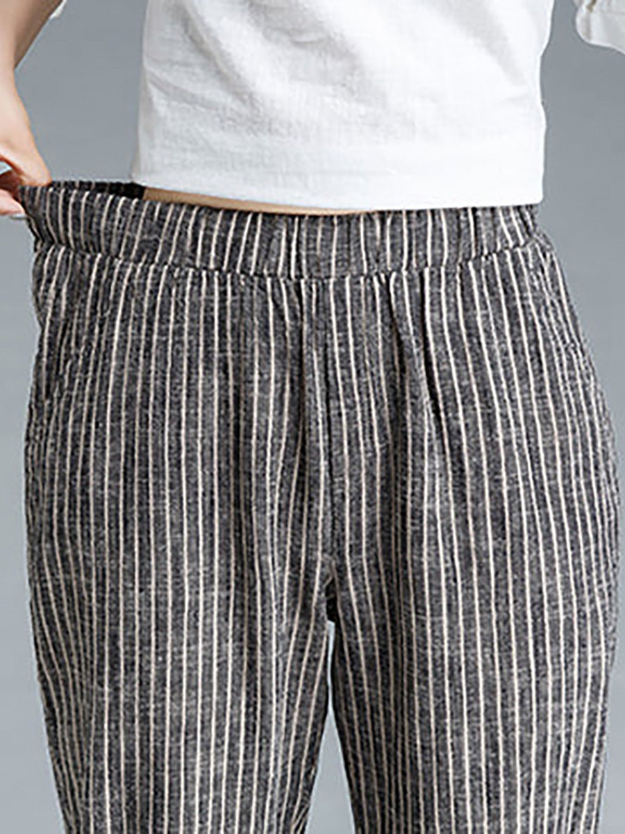 Selinde™ | Gestreifte Baumwoll-Leinenhose