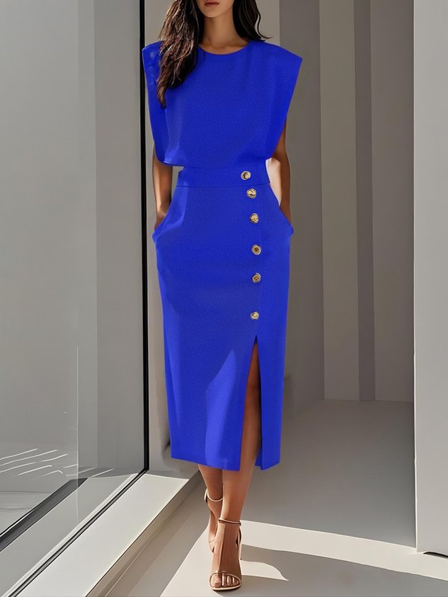Idonea™ | Schickes Midi-Kleid mit Knöpfen