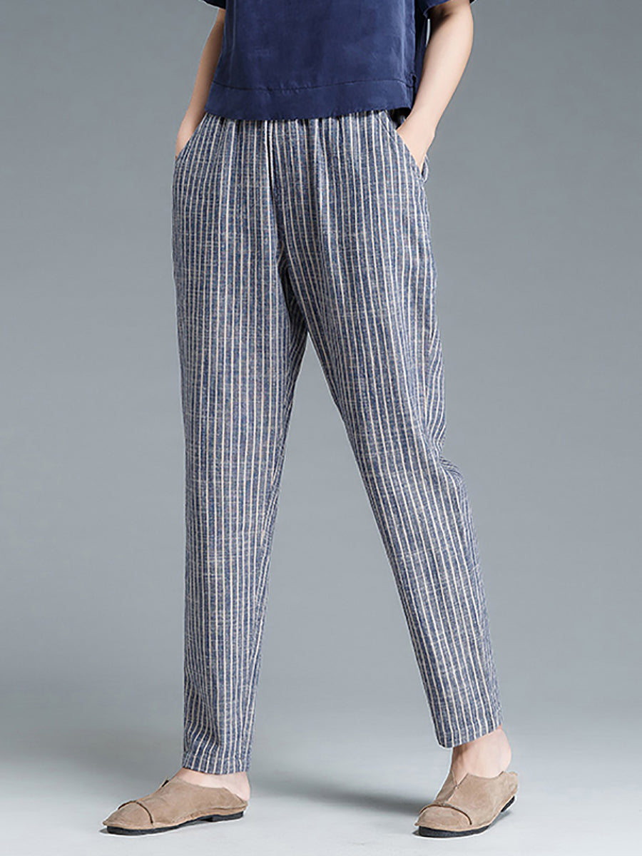 Selinde™ | Gestreifte Baumwoll-Leinenhose