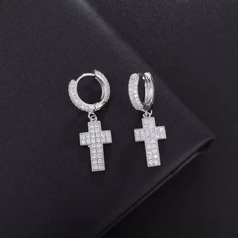 Diamant-Glow Kreuz-Ohrringe