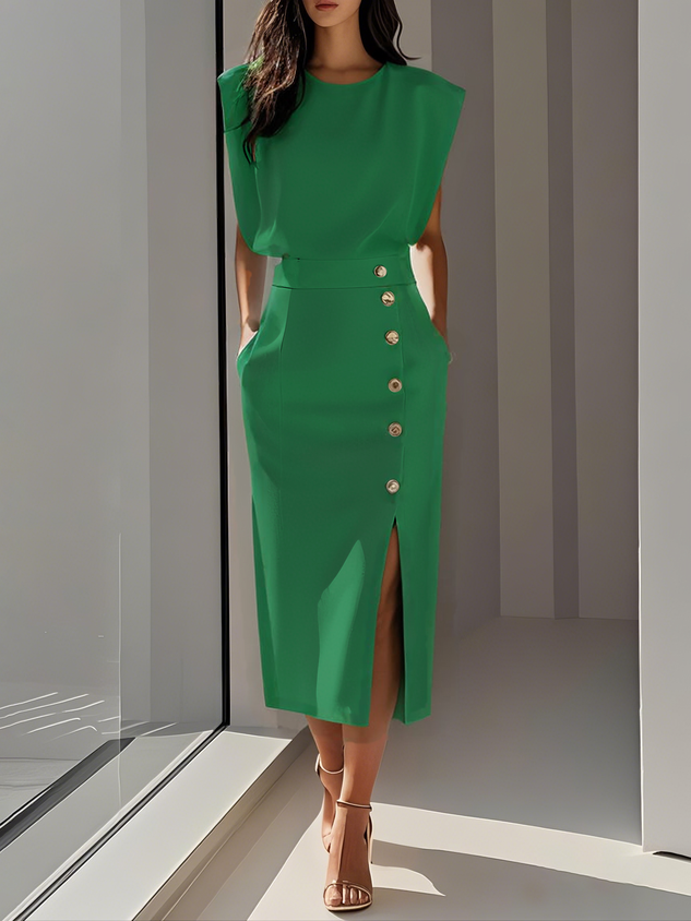 Idonea™ | Schickes Midi-Kleid mit Knöpfen