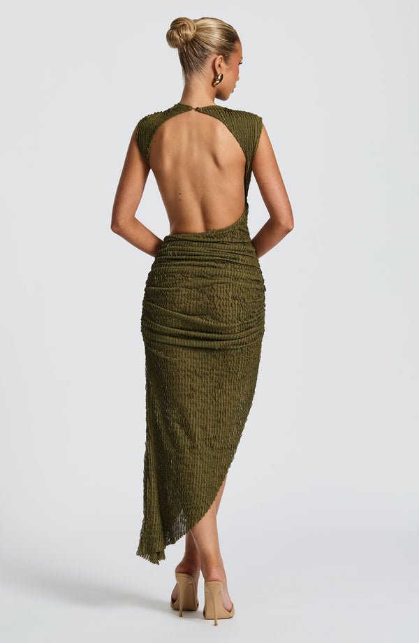 Naenia™ | Texturiertes Asymmetrisches Midikleid