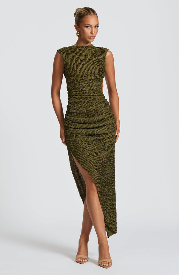 Naenia™ | Texturiertes Asymmetrisches Midikleid