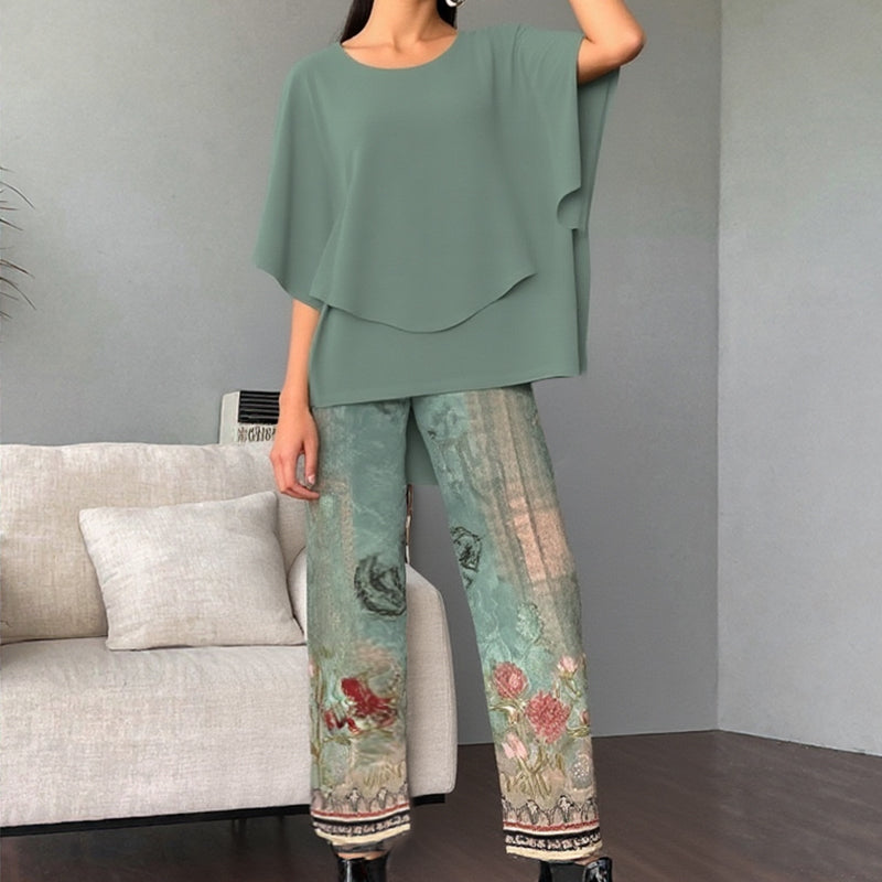 Norelia™ | Elegantes Damen-Set mit Musterhose