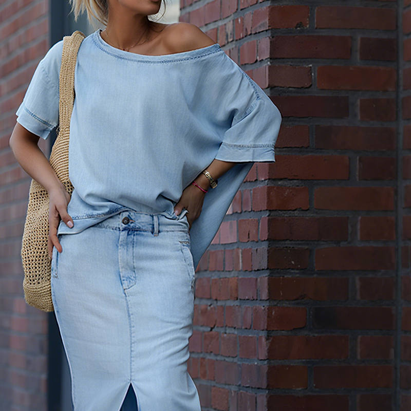 Kyra™ | Jeans Kleid mit Schlitz