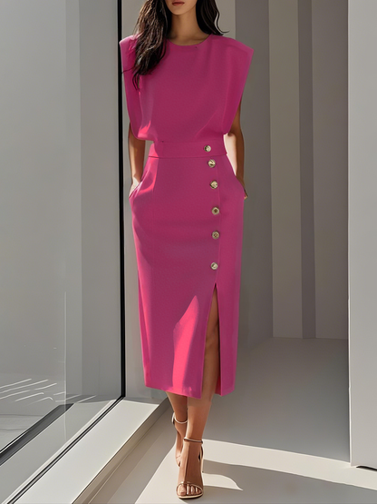 Idonea™ | Schickes Midi-Kleid mit Knöpfen