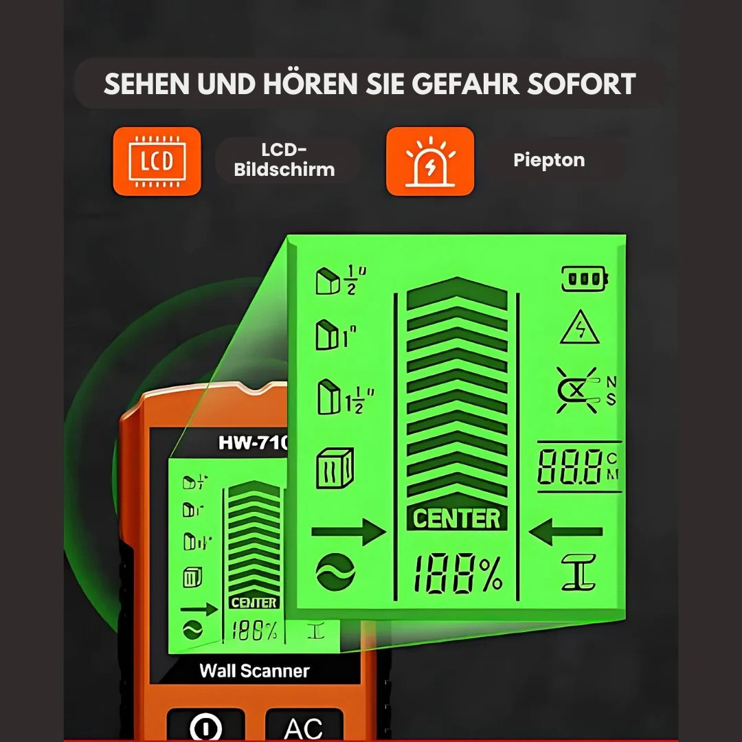 WallScan™ Pro – Multifunktionaler Metall-, Holz- & Kabeldetektor