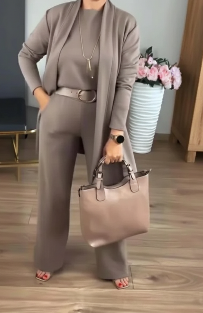 Veralyn™ | Eleganter Langer Mantel | 3-Teiliges Set