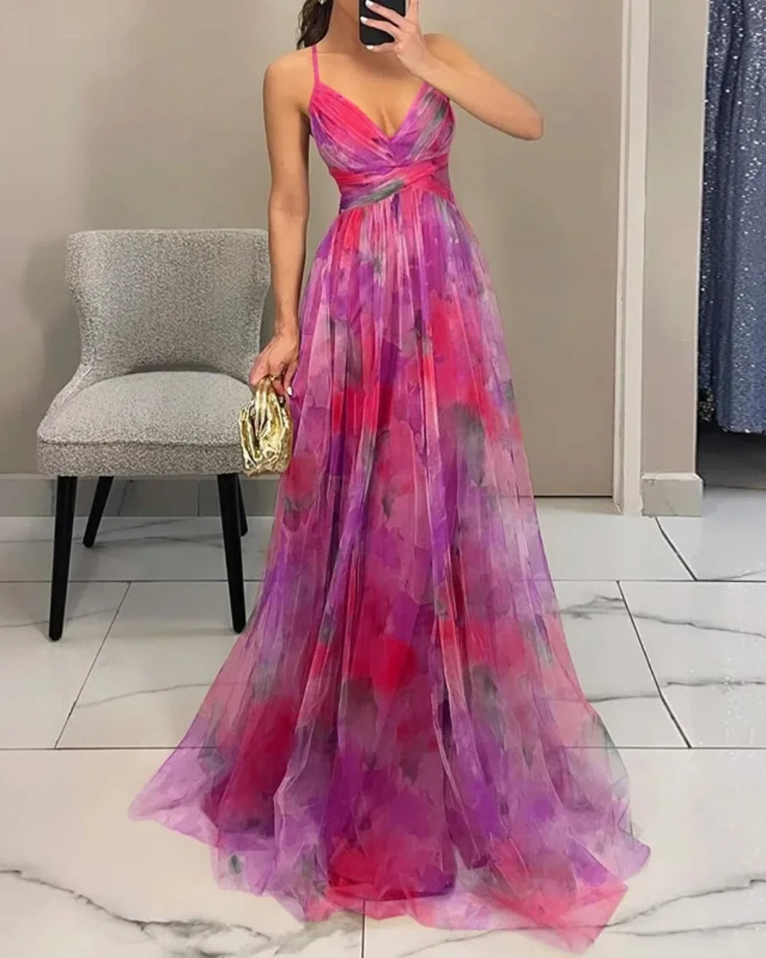 Marlene™ | Elegantes Maxikleid mit Blumendruck
