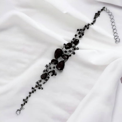Schwarzes Zink Halsketten- und Ohrring-Set