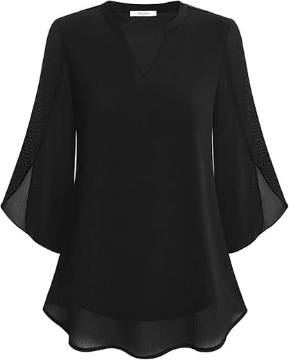 ELINA™ | Chiffon-Bluse in A-Linie