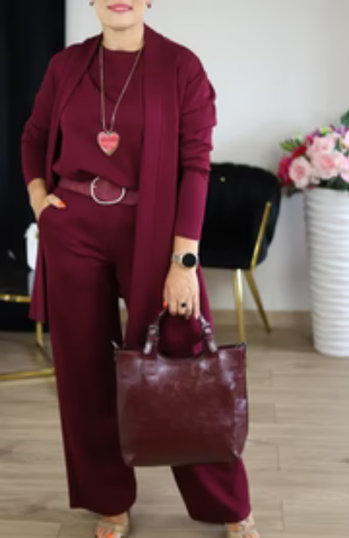 Veralyn™ | Eleganter Langer Mantel | 3-Teiliges Set