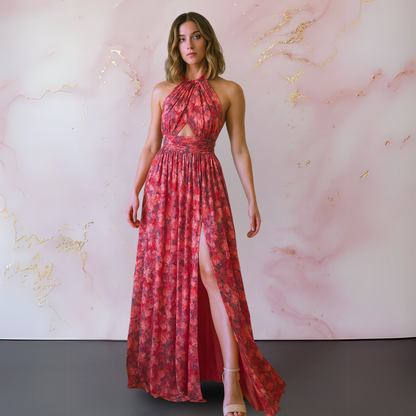 Adelgunde™ | Langes Kleid mit Blumenprint