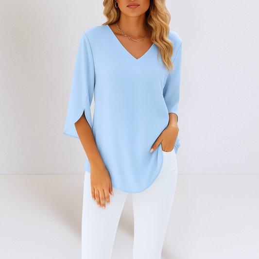 Olivia™ | Bluse mit V-Ausschnitt und Schlitz