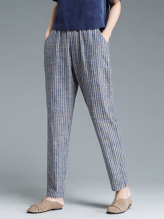 Selinde™ | Gestreifte Baumwoll-Leinenhose