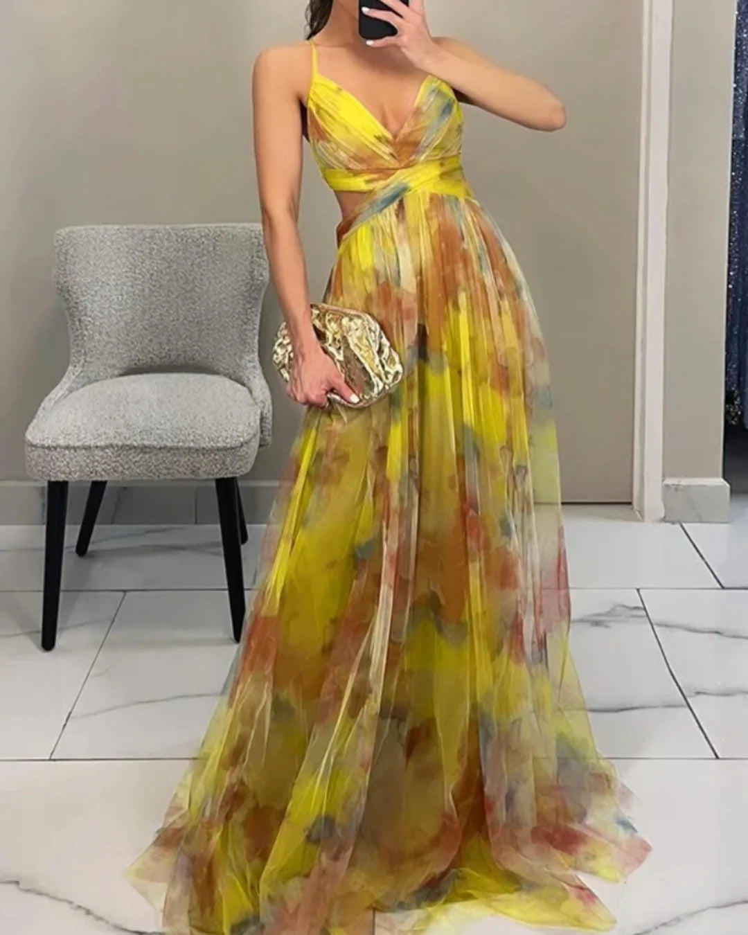 Marlene™ | Elegantes Maxikleid mit Blumendruck