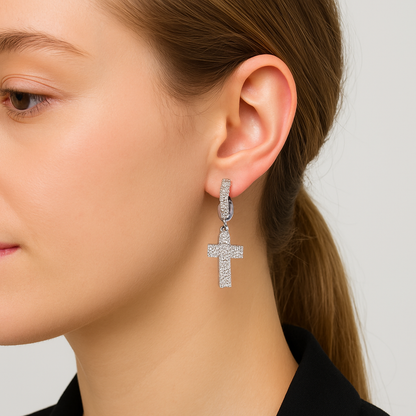 Diamant-Glow Kreuz-Ohrringe