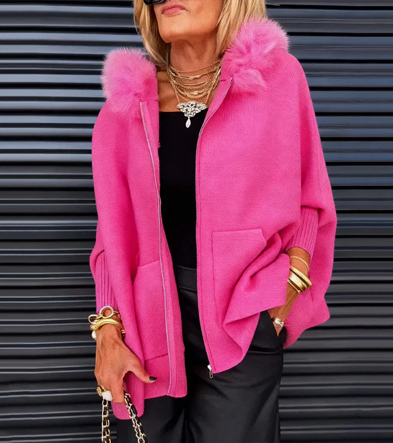 Selma™ | Lässiger Mantel mit Kapuze und Fellkragen