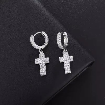 Diamant-Glow Kreuz-Ohrringe