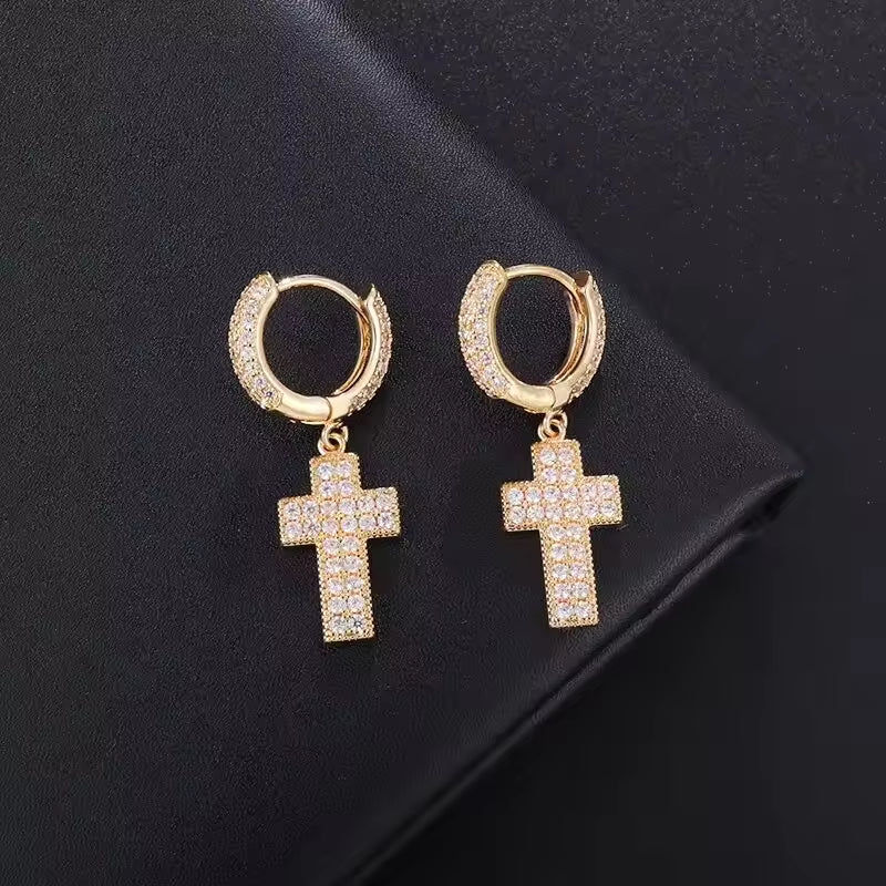 Diamant-Glow Kreuz-Ohrringe