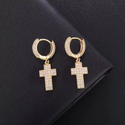 Diamant-Glow Kreuz-Ohrringe
