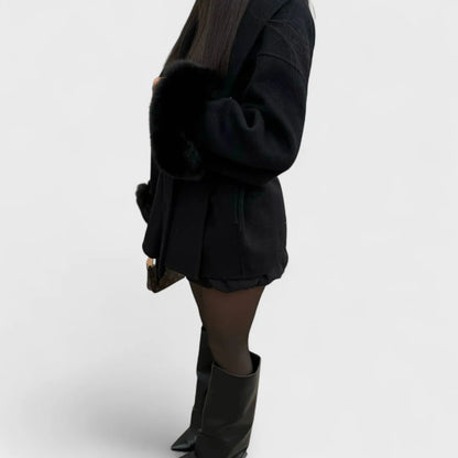 Sorella™ | Eleganter Mantel mit Kunstpelz