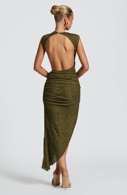 Naenia™ | Texturiertes Asymmetrisches Midikleid