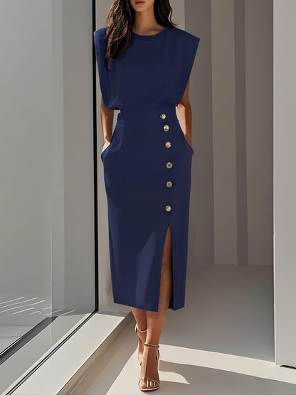 Idonea™ | Schickes Midi-Kleid mit Knöpfen