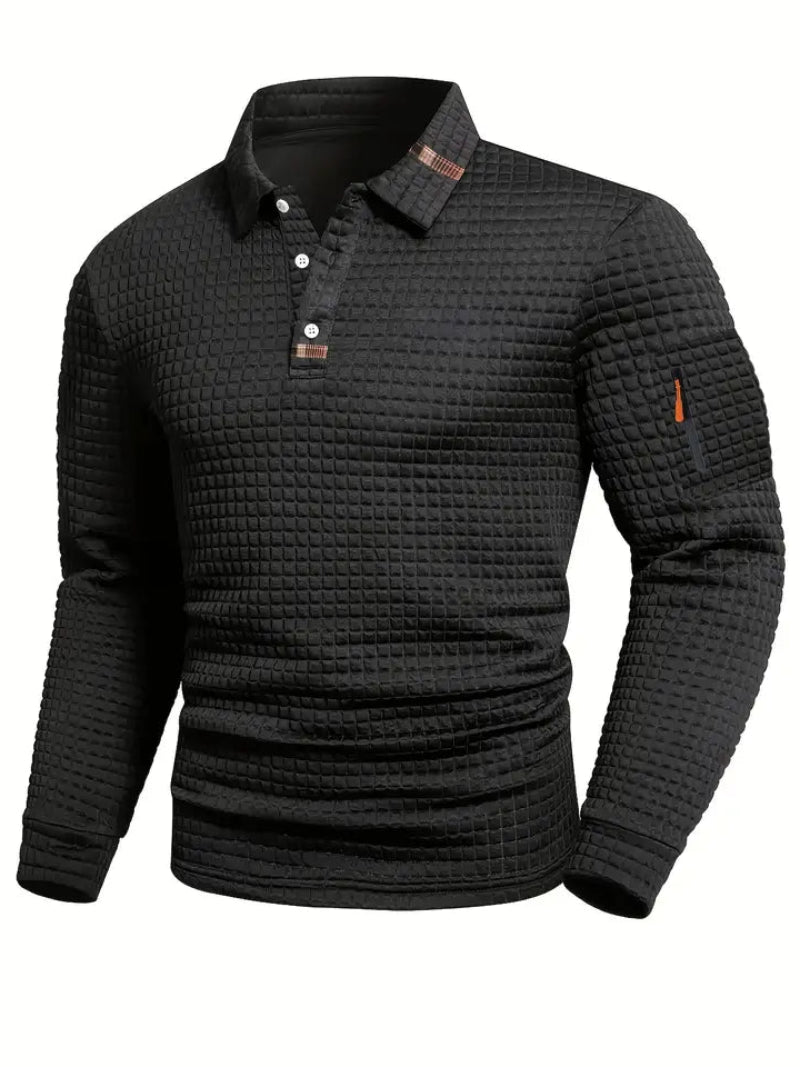 Frank™ | Strukturiertes Langarm-Poloshirt