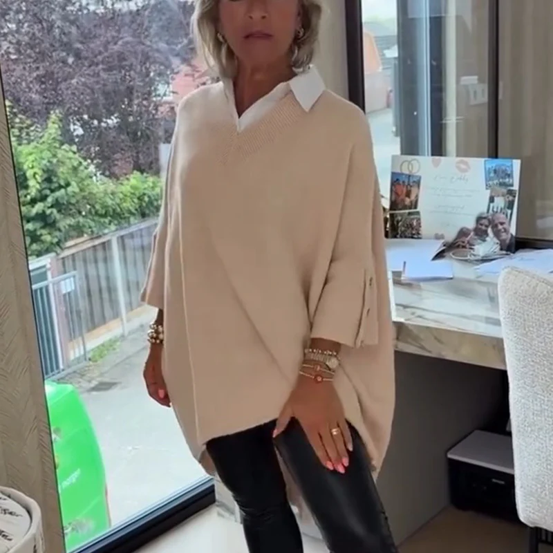 Sabine™ | Stilvolles Langarm-Oberteil mit Kragen