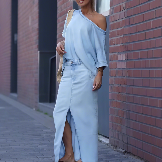 Kyra™ | Jeans Kleid mit Schlitz