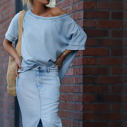 Kyra™ | Jeans Kleid mit Schlitz