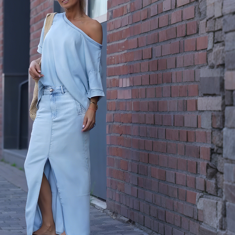 Kyra™ | Jeans Kleid mit Schlitz